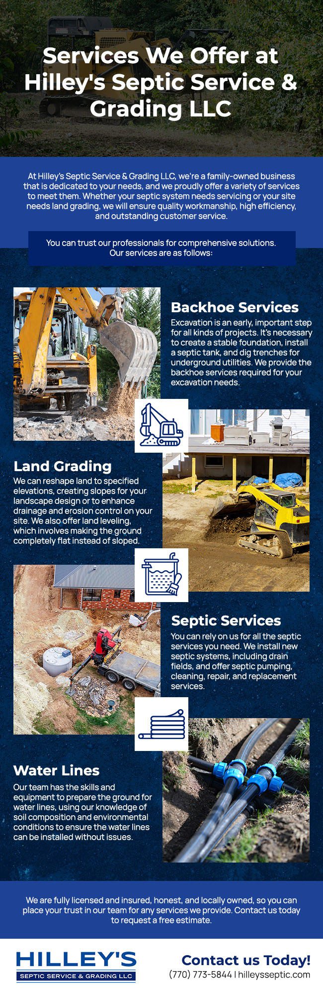 Services We Offer at Hilley's Septic Service & Grading LLC
